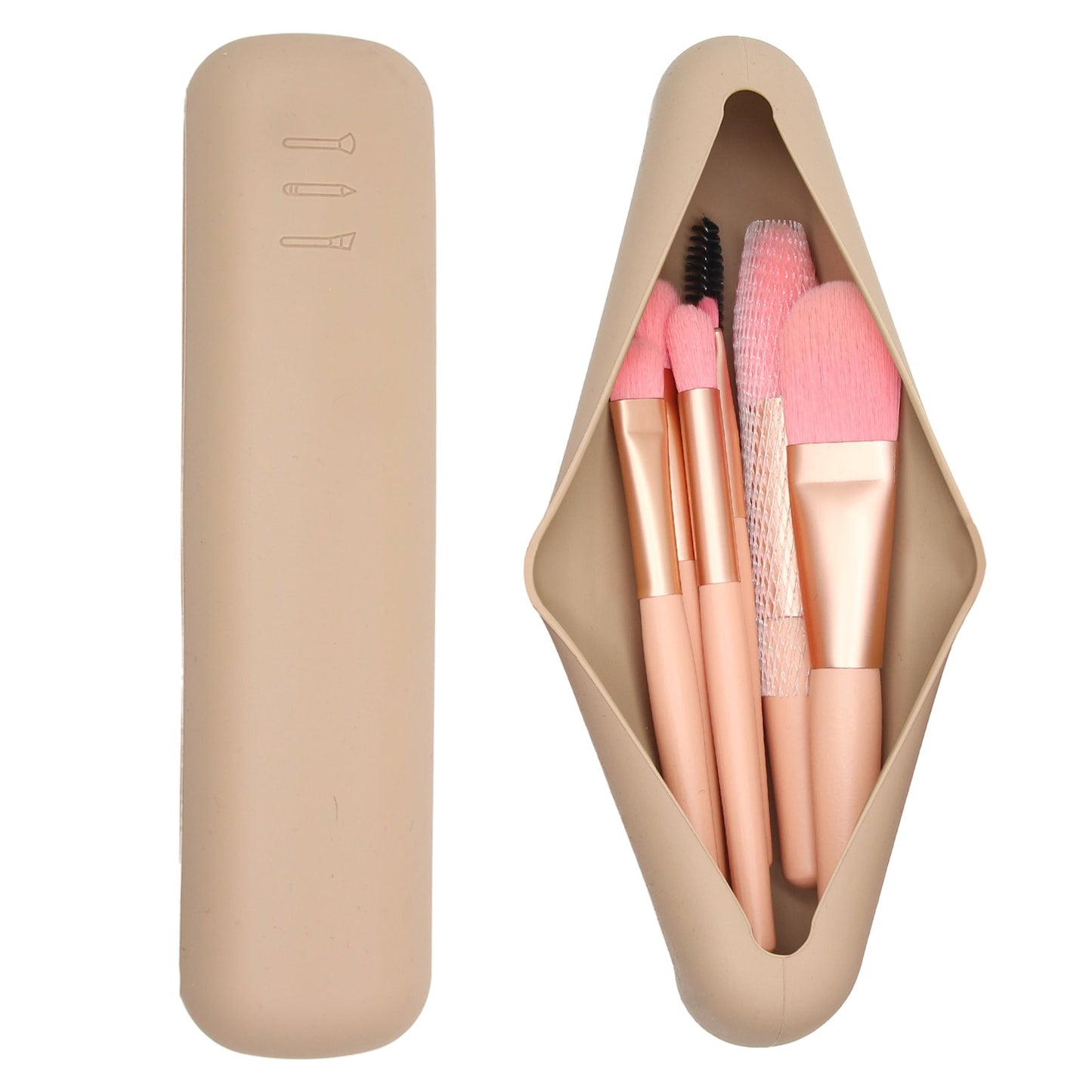 Portable Silicone Travel Makeup Cosmetic Brush Holder Organizer Bag - Kind Designs