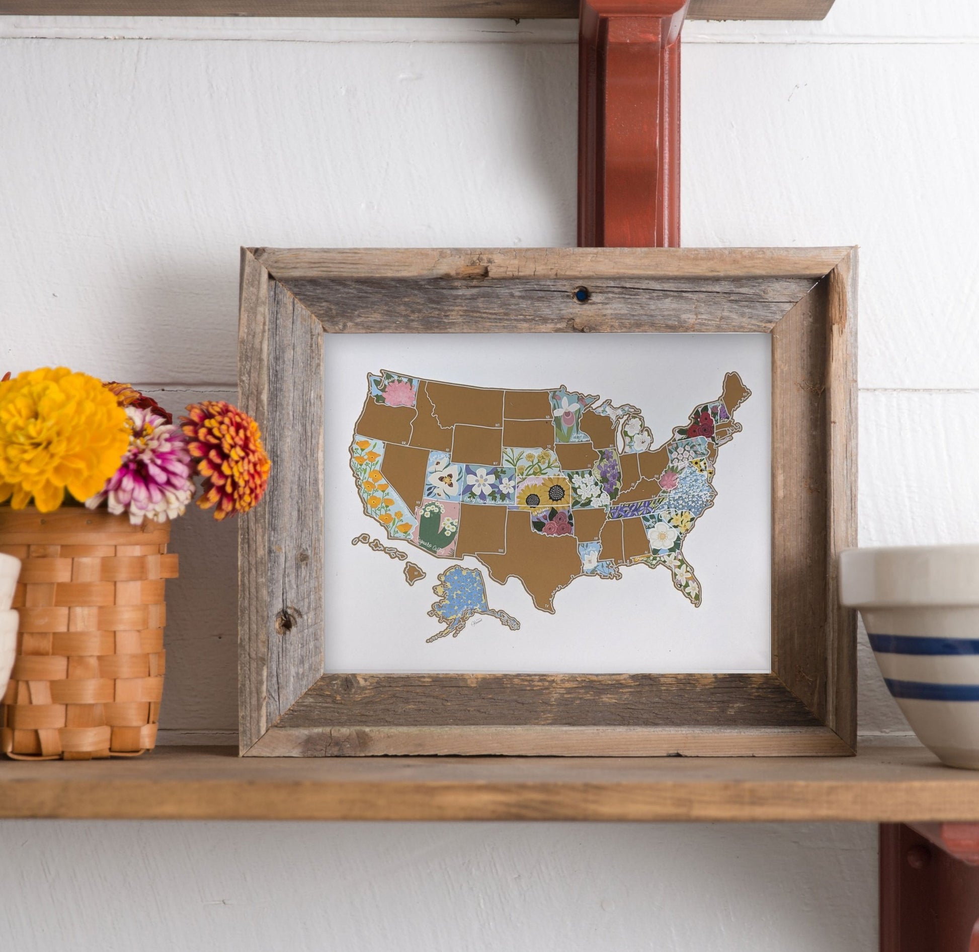 Scratch Your Travels® USA State Flowers Map - Kind Designs