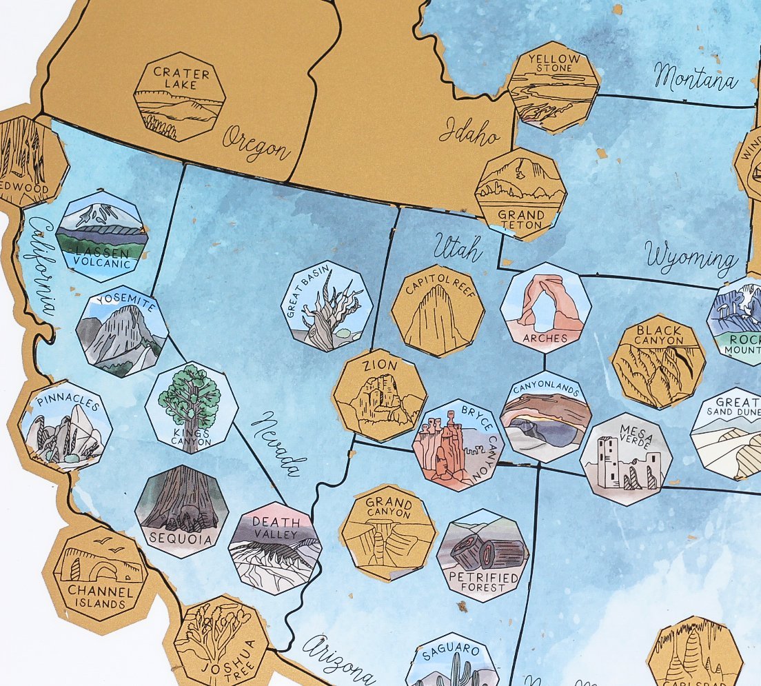 US National Parks Scratch Your Travels Map - Kind Designs