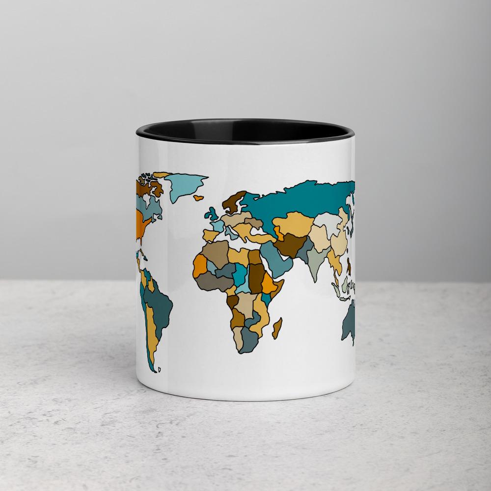 World Map Mug with Color Inside - Kind Designs